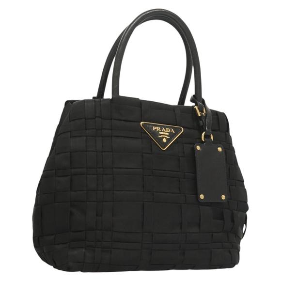 PRADA Hand Bag Nylon Black Silver Auth 130040V - Picture 1 of 16